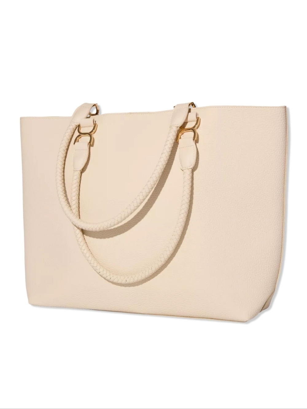 ULTA Cream Tote Bag Faux Leather Braided New NWT